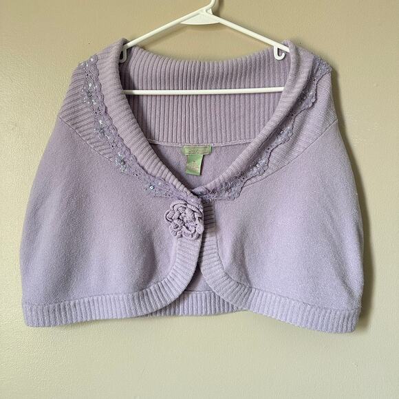 None and/or Unknown Jackets & Blazers - Vintage Knit Capelet Womens MEDIUM Sequin Lace Boho Cottagecore Retro Wedding